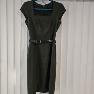 H&M Dark Gray Belted Midi Dress